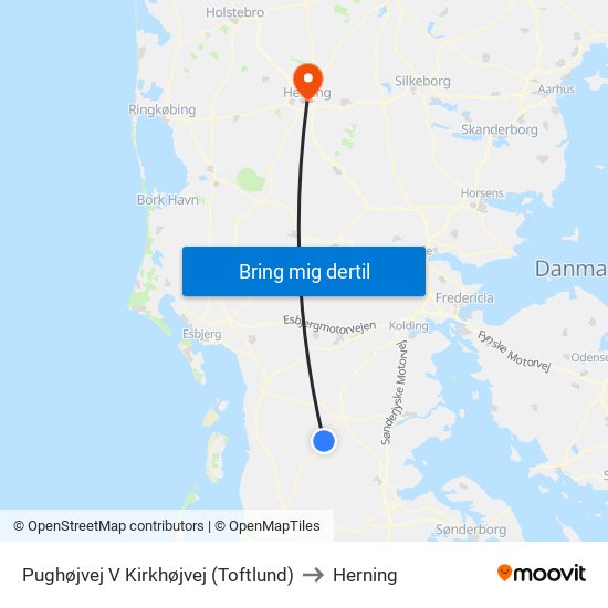 Pughøjvej V Kirkhøjvej (Toftlund) to Herning map