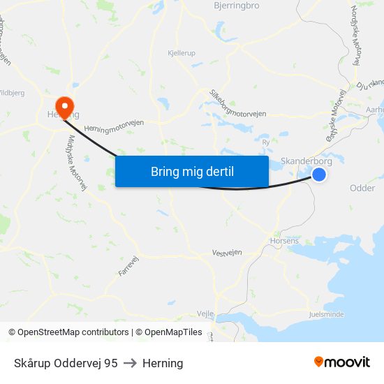 Skårup Oddervej 95 to Herning map