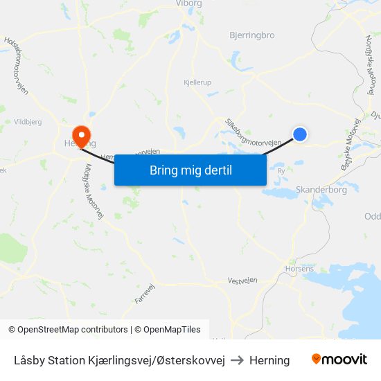 Låsby Station Kjærlingsvej/Østerskovvej to Herning map