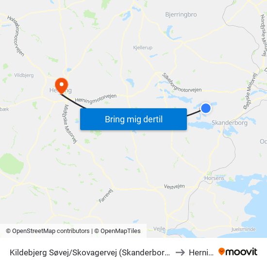 Kildebjerg Søvej/Skovagervej (Skanderborg Kom) to Herning map