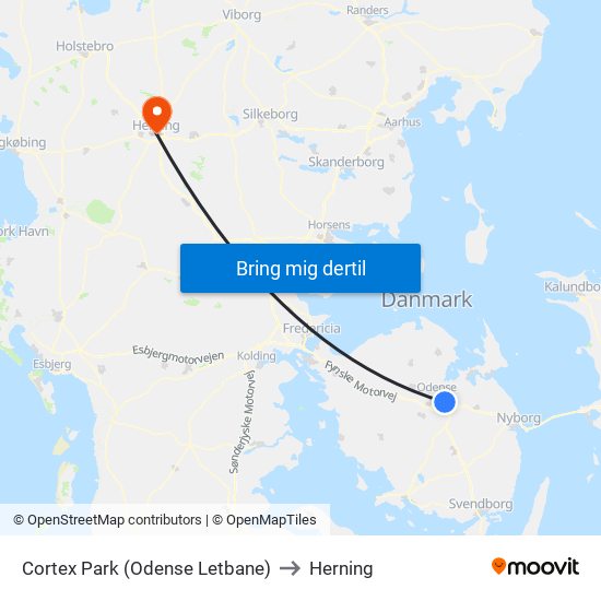 Cortex Park (Odense Letbane) to Herning map