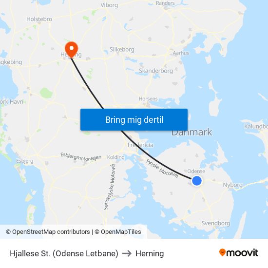 Hjallese St. (Odense Letbane) to Herning map