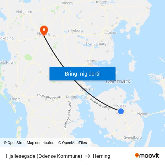 Hjallesegade (Odense Kommune) to Herning map