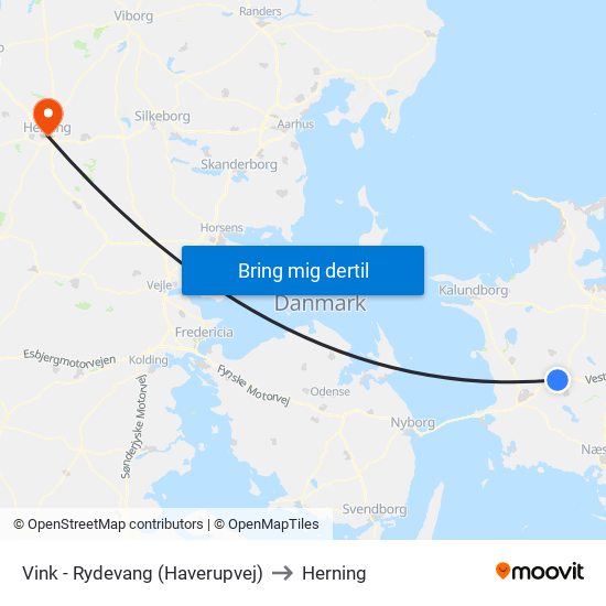Vink - Rydevang (Haverupvej) to Herning map