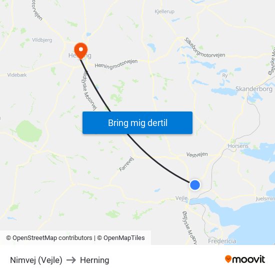 Nimvej (Vejle) to Herning map