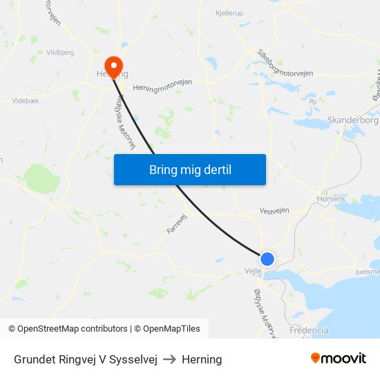 Grundet Ringvej V Sysselvej to Herning map