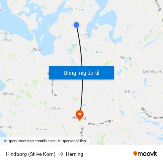 Hindborg (Skive Kom) to Herning map