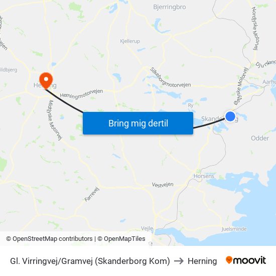 Gl. Virringvej/Gramvej (Skanderborg Kom) to Herning map