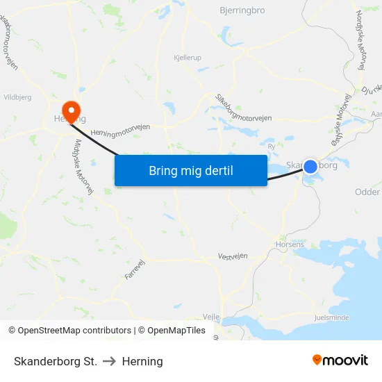 Skanderborg St. to Herning map