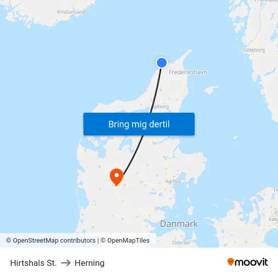 Hirtshals St. to Herning map