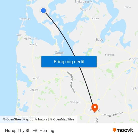 Hurup Thy St. to Herning map