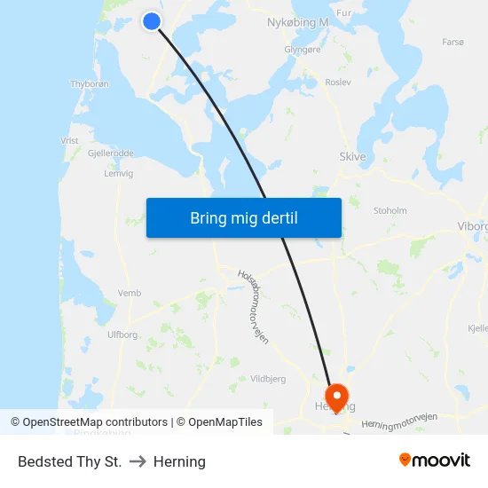 Bedsted Thy St. to Herning map