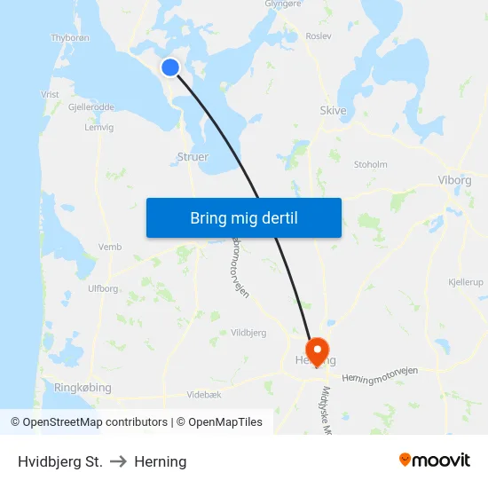 Hvidbjerg St. to Herning map