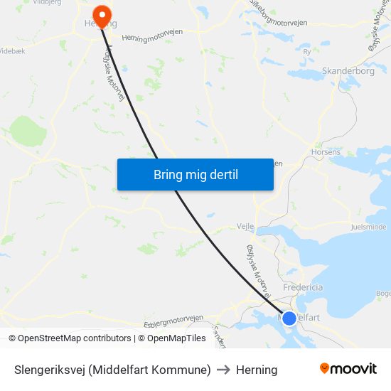 Slengeriksvej (Middelfart Kommune) to Herning map