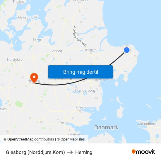 Glesborg (Norddjurs Kom) to Herning map
