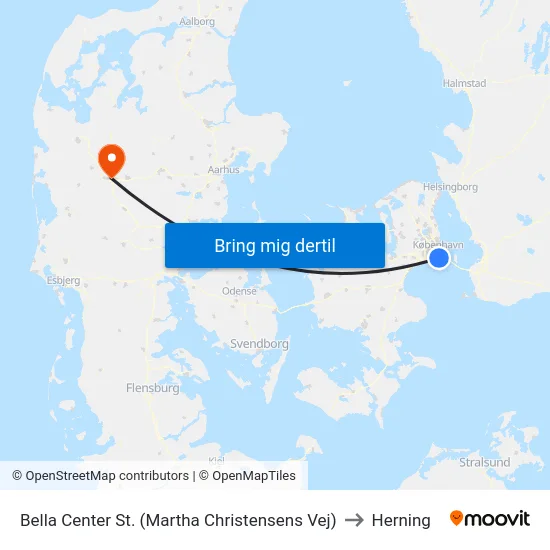 Bella Center St. (Martha Christensens Vej) to Herning map