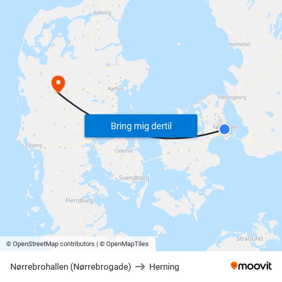 Nørrebrohallen (Nørrebrogade) to Herning map