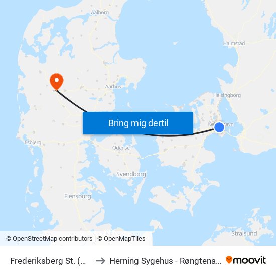 Frederiksberg St. (Metro) to Herning Sygehus - Røngtenafdeling map