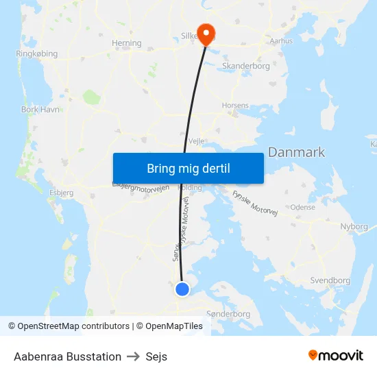 Aabenraa Busstation to Sejs map