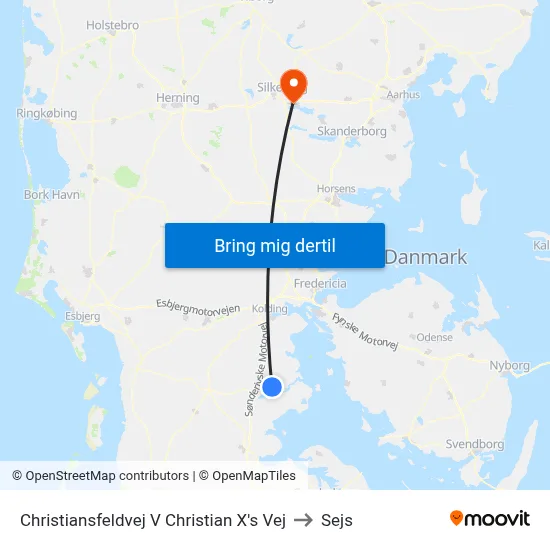 Christiansfeldvej V Christian X's Vej to Sejs map