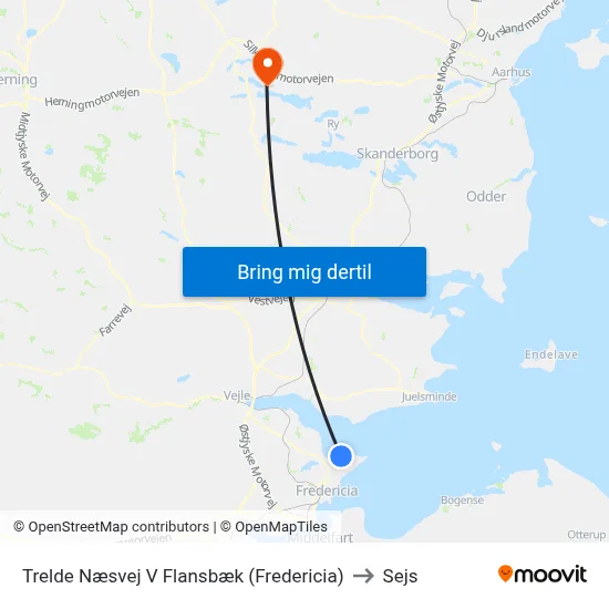 Trelde Næsvej V Flansbæk (Fredericia) to Sejs map