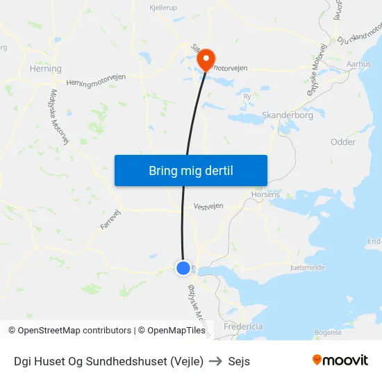 Dgi Huset Og Sundhedshuset (Vejle) to Sejs map