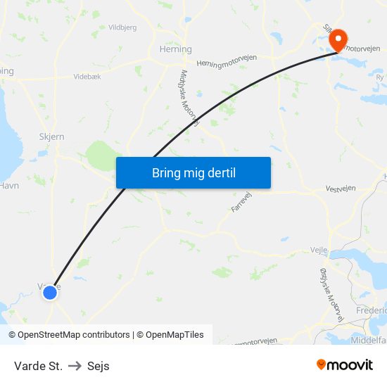 Varde St. to Sejs map