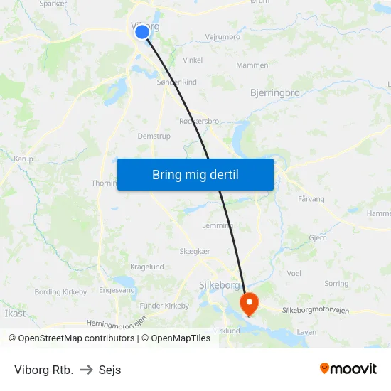 Viborg Rtb. to Sejs map