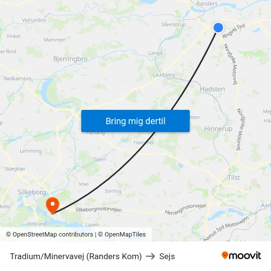 Tradium/Minervavej (Randers Kom) to Sejs map