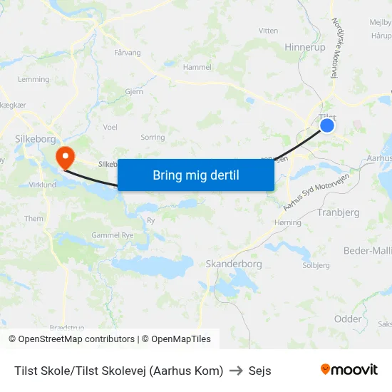 Tilst Skole/Tilst Skolevej (Aarhus Kom) to Sejs map