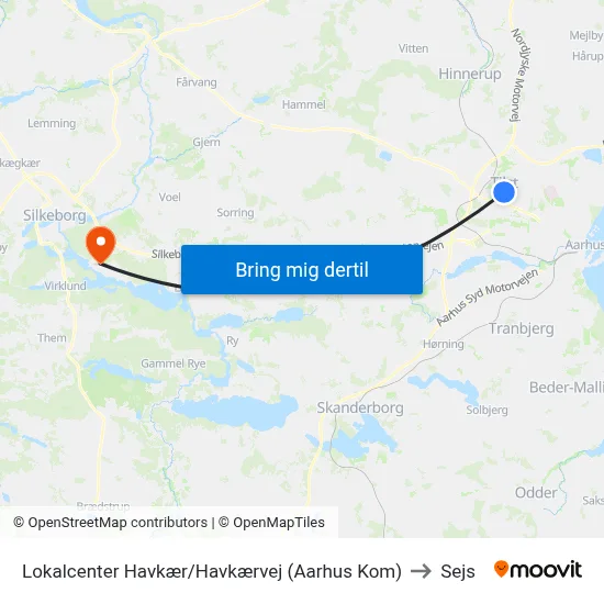Lokalcenter Havkær/Havkærvej (Aarhus Kom) to Sejs map