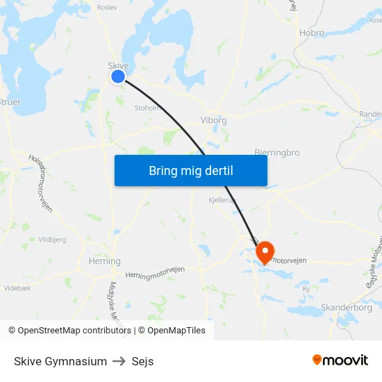 Skive Gymnasium to Sejs map