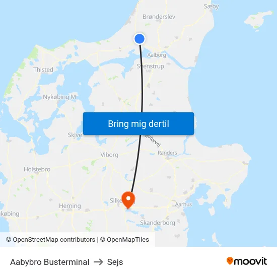 Aabybro Busterminal to Sejs map