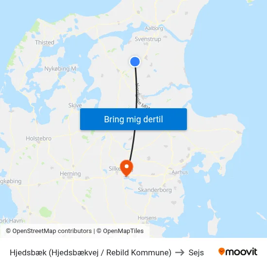Hjedsbæk (Hjedsbækvej / Rebild Kommune) to Sejs map