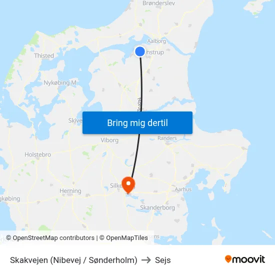 Skakvejen (Nibevej / Sønderholm) to Sejs map