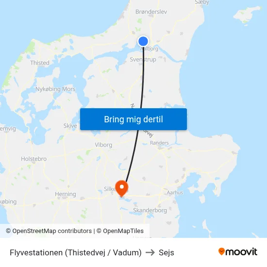 Flyvestationen (Thistedvej / Vadum) to Sejs map