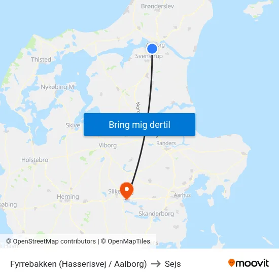 Fyrrebakken (Hasserisvej / Aalborg) to Sejs map