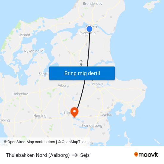 Thulebakken Nord (Aalborg) to Sejs map