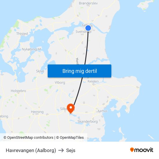 Havrevangen (Aalborg) to Sejs map