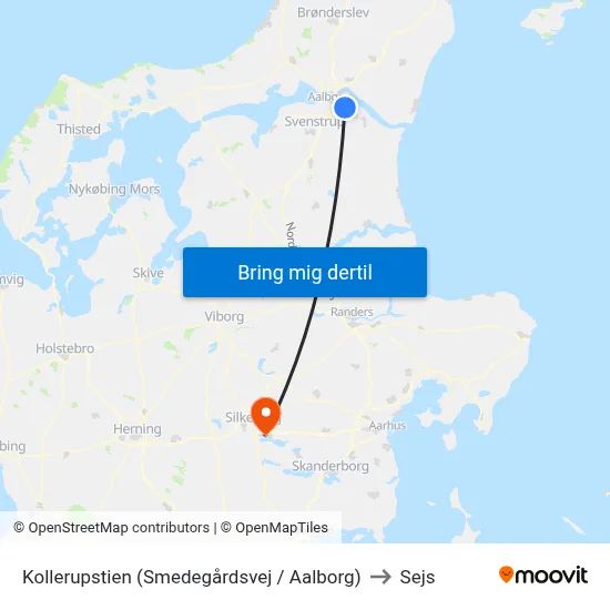 Kollerupstien (Smedegårdsvej / Aalborg) to Sejs map
