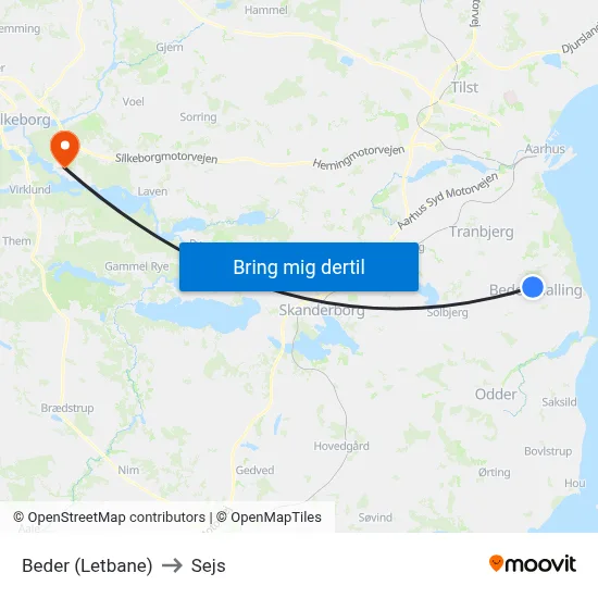 Beder (Letbane) to Sejs map