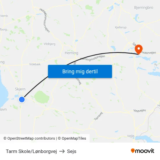 Tarm Skole/Lønborgvej to Sejs map