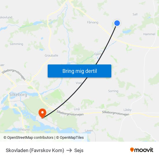 Skovladen (Favrskov Kom) to Sejs map