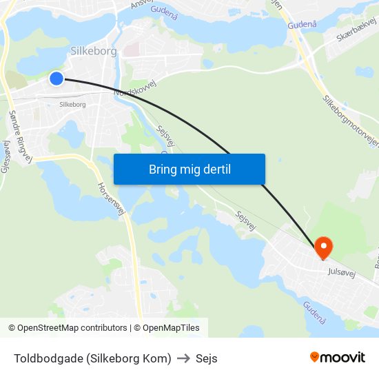 Toldbodgade (Silkeborg Kom) to Sejs map