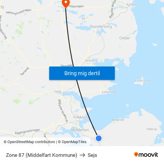 Zone 87 (Middelfart Kommune) to Sejs map