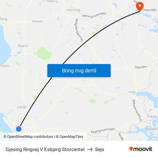 Gjesing Ringvej V Esbjerg Storcenter to Sejs map