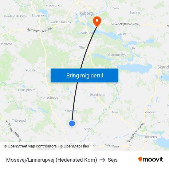 Mosevej/Linnerupvej (Hedensted Kom) to Sejs map