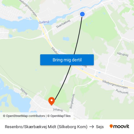 Resenbro/Skærbækvej Midt (Silkeborg Kom) to Sejs map