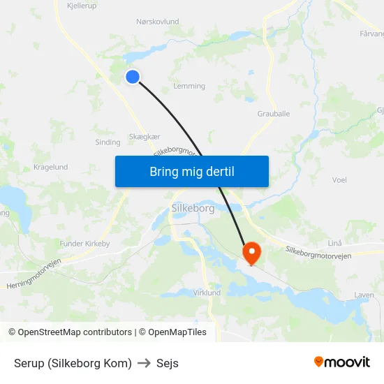 Serup (Silkeborg Kom) to Sejs map
