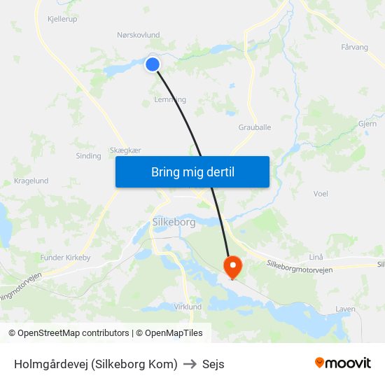 Holmgårdevej (Silkeborg Kom) to Sejs map